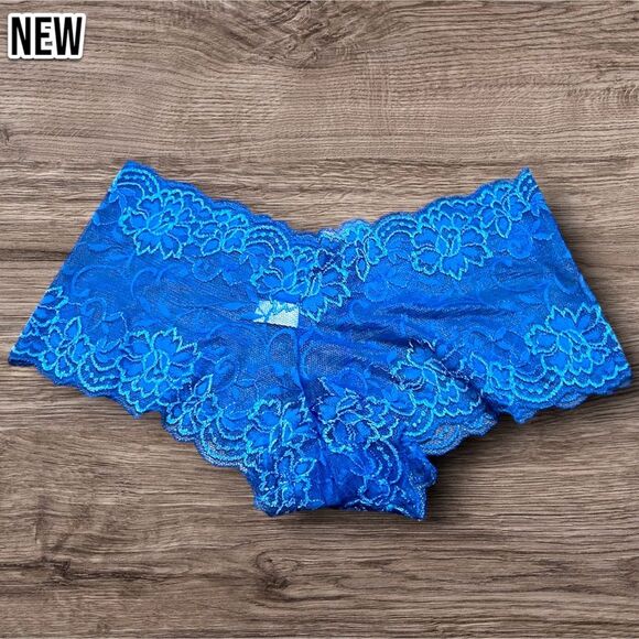 New Women's Soft Sexy Lace Blue Cheeky Panty - Size Small - Picture 5 of 5
